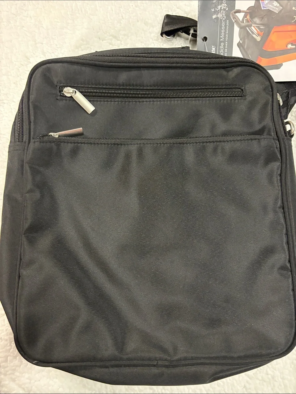 Brookstone Black 2 in 1 Saddle Messenger Bag Compact Crossbody Organizer